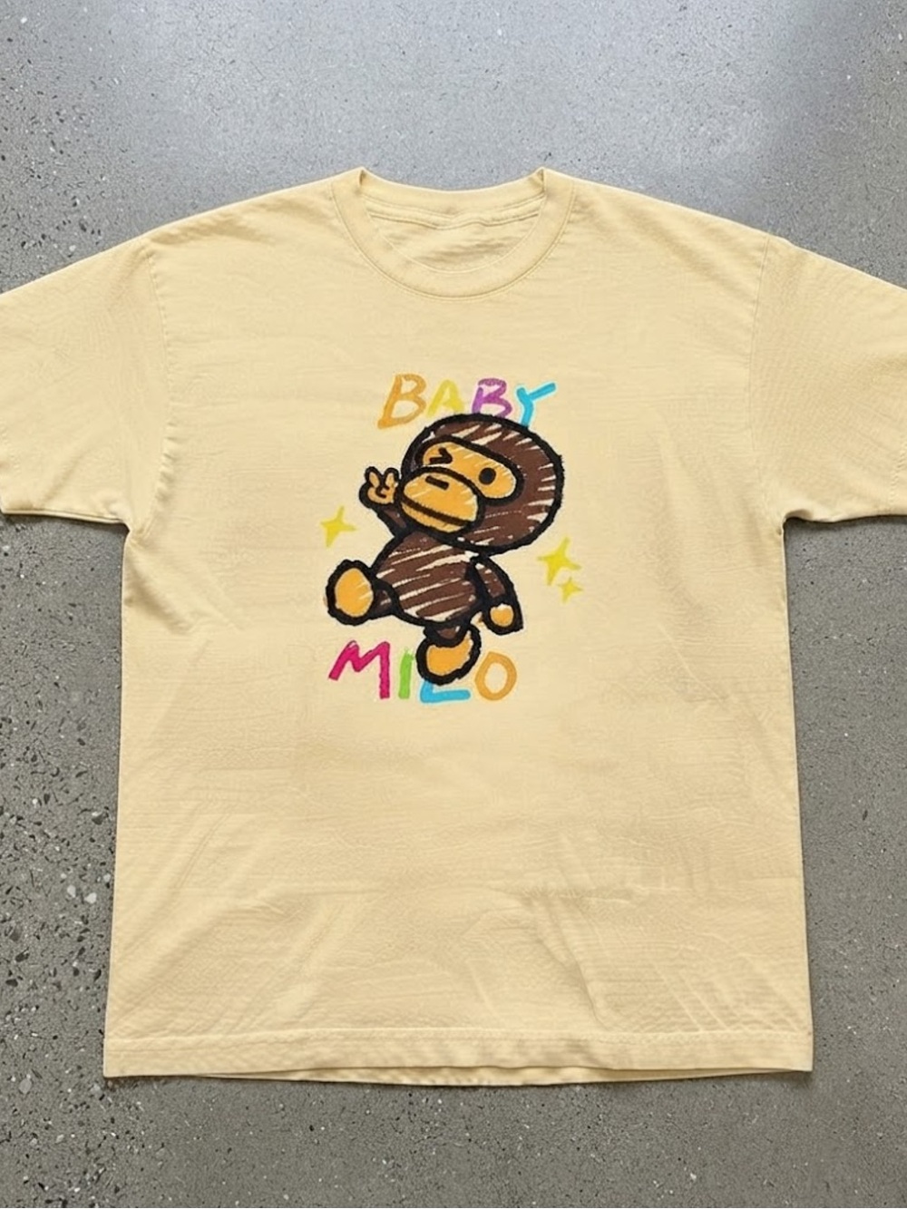 Yellow Cute Monkey Graphic Art Print Gildan T-Shirt Casual Top